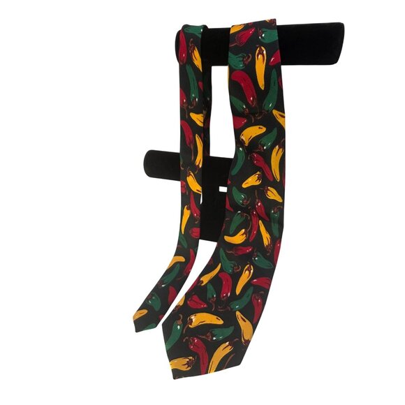 Mens Museo Handmade Chili‎ Pepper Tie Black Multicolor Polyester Made In Korea - Picture 8 of 8